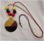 Necklace Key Pendant Circular Wood Jewelry